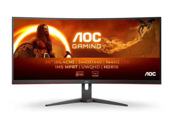 AOC G2 CU34G2XE/BK LED display 86,4 cm (34") 3440 x 1440 Pixel Wide Quad HD LCD Nero, Rosso