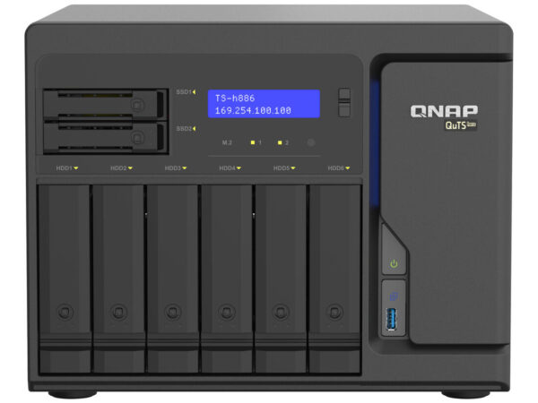 QNAP TS-h886 NAS Tower Intel Xeon D D-1602 8 GB DDR4 0 TB QuTS hero Nero