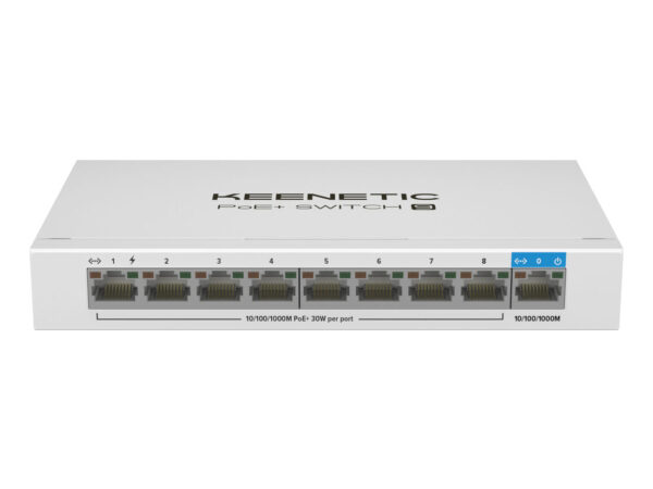 Keenetic PoE+ Switch 9 Switch 9 porte Gigabit con 8 porte PoE+ e 120W di potenza erogabile