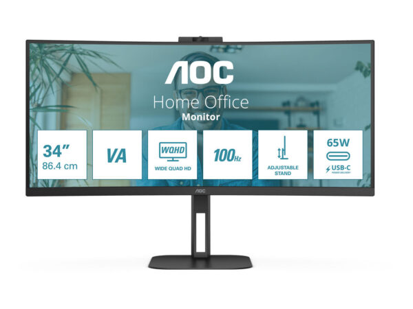 AOC V5 CU34V5CW LED display 86,4 cm (34") 3440 x 1440 Pixel Wide Quad HD Nero