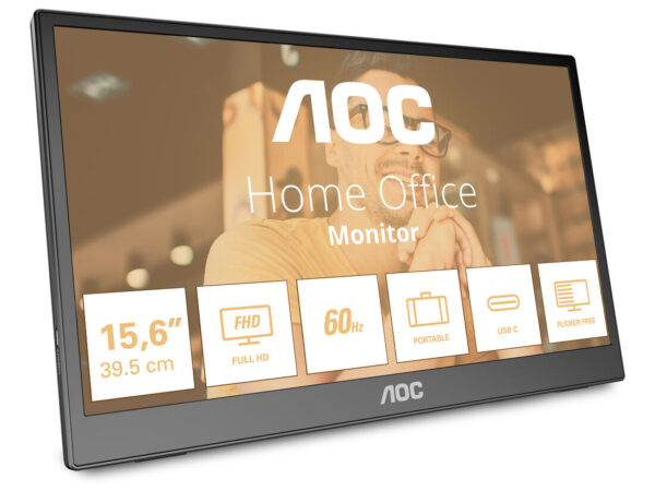 AOC T2 16T3EA Monitor PC 39,6 cm (15.6") 1920 x 1080 Pixel Full HD Nero
