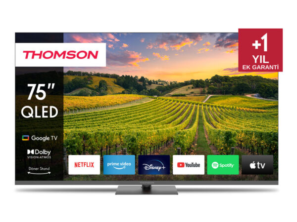 Thomson Q70 Series 75"" QLED Google TV filigranes Rahmendesign 190,5 cm (75") 4K Ultra HD Smart TV Wi-Fi Grigio