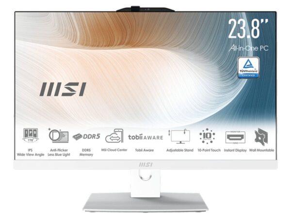 MSI Modern AM242TP 1M-1245IT Intel Core 5 120U 60,5 cm (23.8") 1920 x 1080 Pixel Touch screen PC All-in-one 16 GB DDR5-SDRAM 512 GB SSD Windows 11 Pro Wi-Fi 6E (802.11ax) Bianco