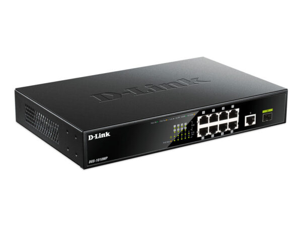 D-Link DGS-1010MP switch di rete Non gestito Gigabit Ethernet (10/100/1000) Supporto Power over Ethernet (PoE) 1U Nero