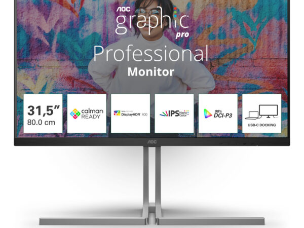 AOC U32U3CV Monitor PC 80 cm (31.5") 3840 x 2160 Pixel 4K Ultra HD LCD Nero