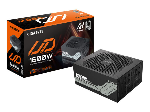 GIGABYTE UD1600PM PG5 AI TOP Alimentatore - PCIe 5.0, 80 PLUS Platinum, Design completamente modulare, Ventola da 120 mm, Compatibile con ATX 3.1, Spina EU