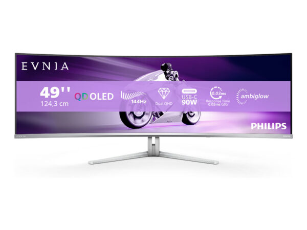 Philips Evnia 8000 49M2C8900L/00 Monitor PC 124,2 cm (48.9") 5120 x 1440 Pixel Dual QHD QD-OLED Bianco