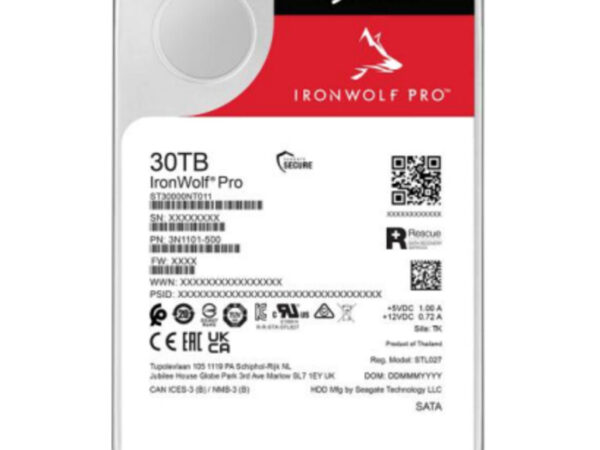 Seagate IronWolf Pro ST30000NT011 disco rigido interno 30 TB 7200 Giri/min 512 MB 3.5" Serial ATA III