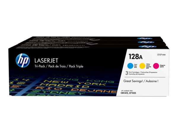 HP Confezione da 3 cartucce originali di toner ciano/magenta/giallo LaserJet 128A