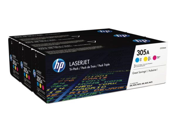 HP Confezione da 3 cartucce originali di toner ciano/magenta/giallo LaserJet 305A
