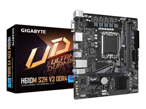 GIGABYTE H610M S2H V3 DDR4 Scheda madre - Supporta processori Intel Core 14th CPUs, 4+1+1 Hybrid Digital VRM, up to 3200MHz DDR4, 1xPCIe 3.0 M.2, GbE LAN , USB 3.2 Gen 1