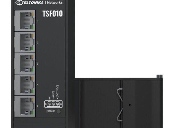 Teltonika NETWORKS TSF010 Flat Ethernet Switch Non gestito Fast Ethernet (10/100) DIN rail Nero