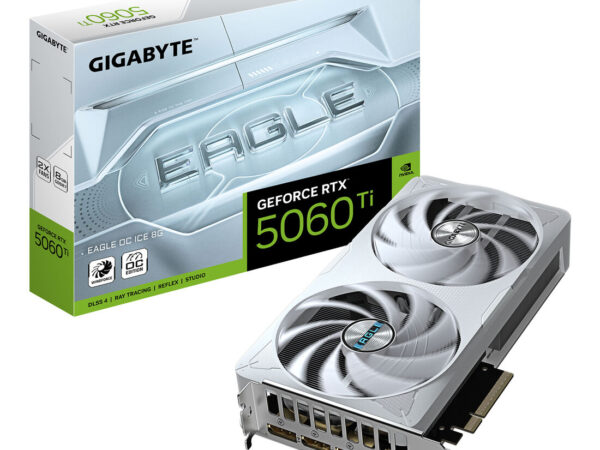 GIGABYTE GeForce RTX 5060 Ti EAGLE OC ICE 8G Scheda Grafica - 8 GB GDDR7, 128 bit, PCI-E 5.0, 2617 MHz Frequenza del core, 3 x DisplayPort, 1 x HDMI, GV-N506TEAGLEOC ICE-8GD