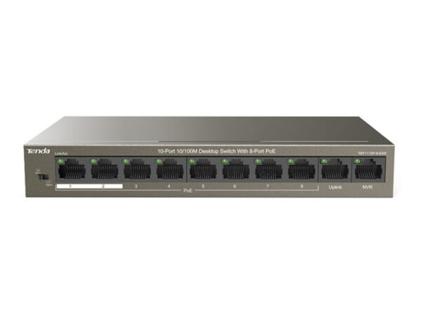 Tenda TEF1110P-8-63W switch di rete Non gestito Fast Ethernet (10/100) Supporto Power over Ethernet (PoE) Nero