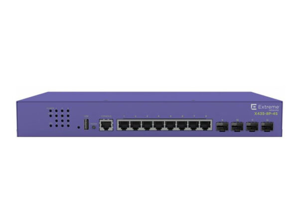 Extreme networks X435-8T-4S switch di rete Gestito Gigabit Ethernet (10/100/1000) Supporto Power over Ethernet (PoE) 1U Viola