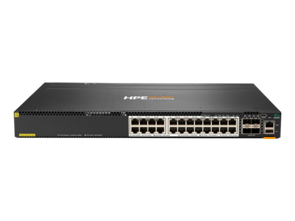 HPE Aruba Networking CX 6300M 24-port Smart Rate 1/2.5/5GbE Class 6 PoE and 4-port SFP56 Switch