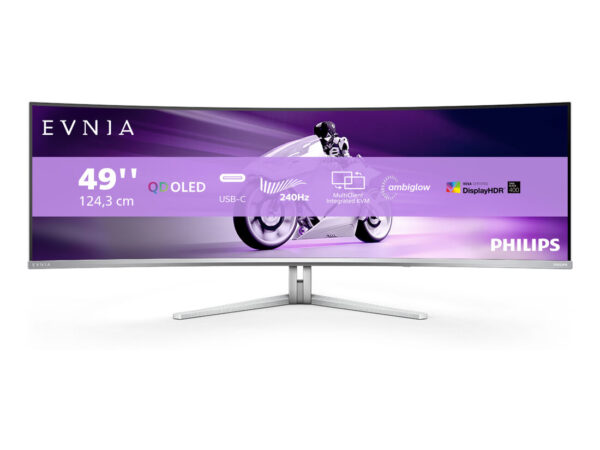 Philips Evnia 8000 49M2C8900/00 Monitor PC 124,2 cm (48.9") 5120 x 1440 Pixel Dual QHD QD-OLED Bianco