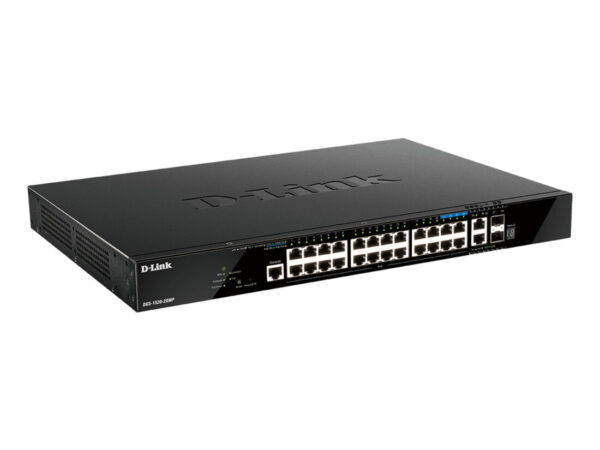D-Link DGS-1520-28MP/E switch di rete Gestito L3 Gigabit Ethernet (10/100/1000) Supporto Power over Ethernet (PoE) 1U Nero