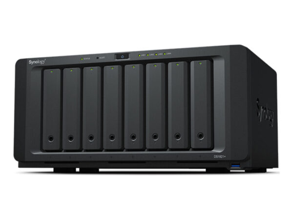 Synology DiskStation DS1821+ server NAS e di archiviazione Tower Ryzen Embedded V1500B 4 GB DDR4 0 TB DiskStation Manager Nero