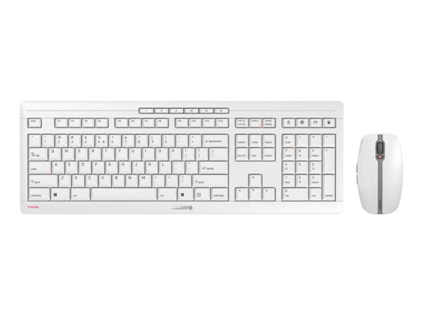 CHERRY Stream Desktop Recharge tastiera Mouse incluso Universale RF Wireless QWERTY Inglese Grigio