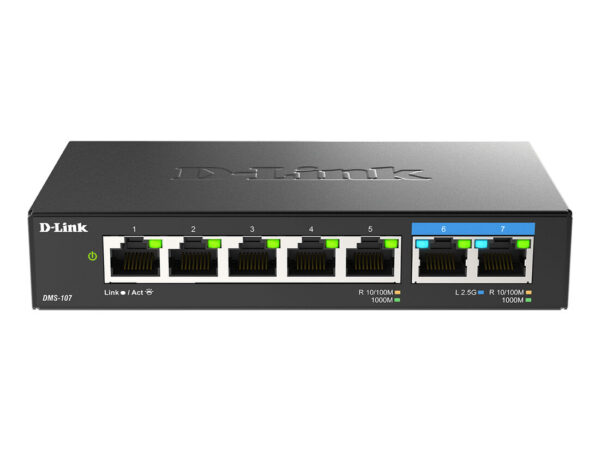 D-Link DMS-107/B switch di rete Non gestito Gigabit Ethernet (10/100/1000) Nero