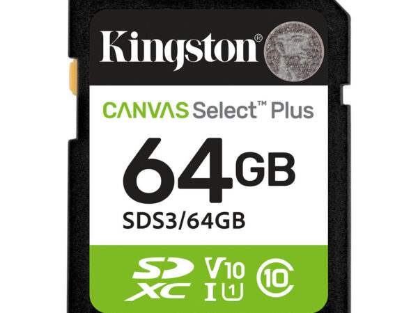 Kingston Technology 64GB SDXC Canvas Select Plus Gen3 100MB/s C10 UHS-I U1 V10