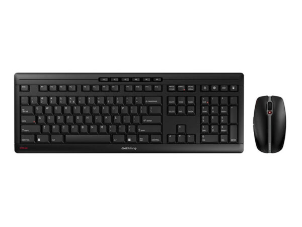 CHERRY Stream Desktop Recharge tastiera Mouse incluso Universale RF Wireless QWERTY Inglese Nero