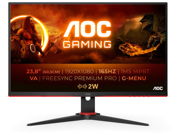 AOC 24G2SAE/BK Monitor PC 60,5 cm (23.8") 1920 x 1080 Pixel Full HD Nero, Rosso