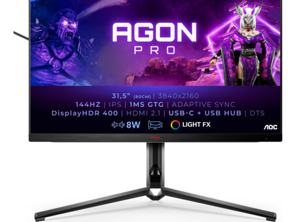 AOC AGON AG324UX Monitor PC 80 cm (31.5") 3840 x 2160 Pixel 4K Ultra HD LED Nero, Rosso