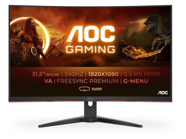 AOC G2 C32G2ZE/BK Monitor PC 80 cm (31.5") 1920 x 1080 Pixel Full HD LED Nero, Rosso