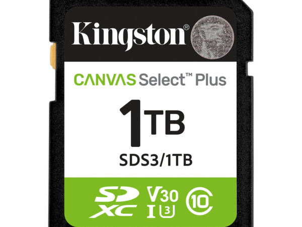 Kingston Technology 1TB SDXC Canvas Select Plus Gen3 150MB/s C10 UHS-I U3 V30