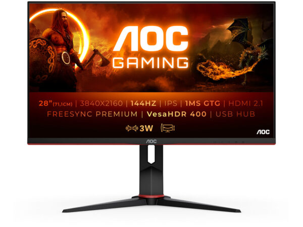 AOC G2 U28G2XU2/BK LED display 71,1 cm (28") 3840 x 2160 Pixel 4K Ultra HD Nero, Rosso