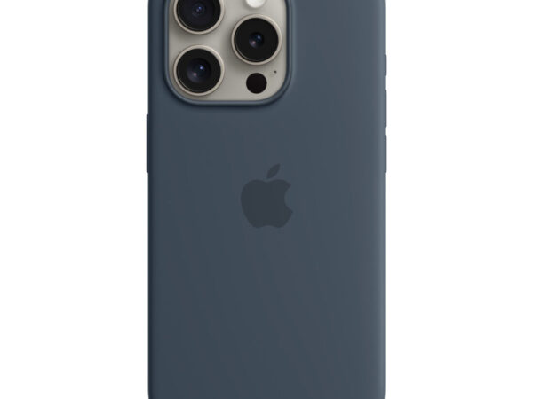 Apple Custodia MagSafe in silicone per iPhone 15 Pro - Blu Tempesta