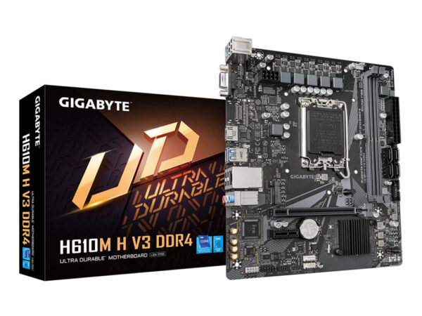GIGABYTE H610M H V3 DDR4 Scheda madre - Supporta processori Intel Core 14th CPUs, 4+1+1 Hybrid Phases Digital VRM, up to 3200MHz DDR4, 1xPCIe 3.0 M.2, GbE LAN, USB 3.2 Gen 1