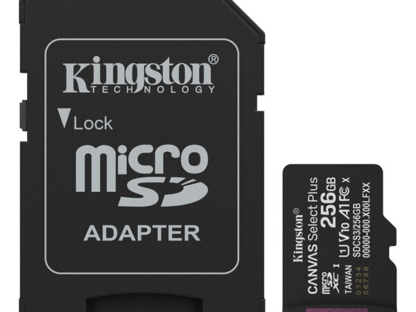 Kingston Technology 256GB microSDXC Canvas Select Plus Gen3 150MB/s A1 (Adattatore SD incluso)
