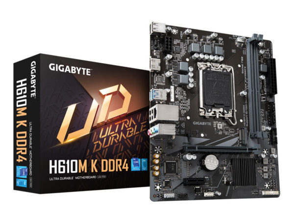 GIGABYTE H610M K DDR4 Scheda madre - Supporta processori Intel Core 14th Gen CPUs, 3+1+1 Phases Hybrid Power Design, up to 3200MHz DDR4, 1xPCIe 3.0 M.2, GbE LAN, USB 3.2 Gen 1
