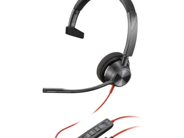 Poly Cuffia Blackwire 3310 Microsoft Teams con connettore USB-A, certificata per Microsoft Teams