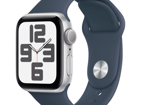 Apple Watch SE GPS Cassa 40mm in Alluminio Argento con Cinturino Sport Blu Tempesta - S/M