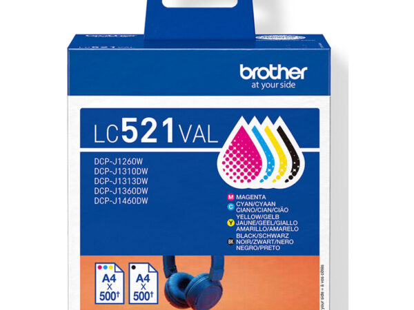 Brother LC521VAL cartuccia d'inchiostro 4 pz Originale Nero, Ciano, Magenta, Giallo