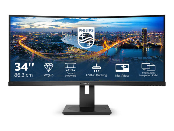 Philips B Line 346B1C/00 Monitor PC 86,4 cm (34") 3440 x 1440 Pixel Quad HD LCD Nero