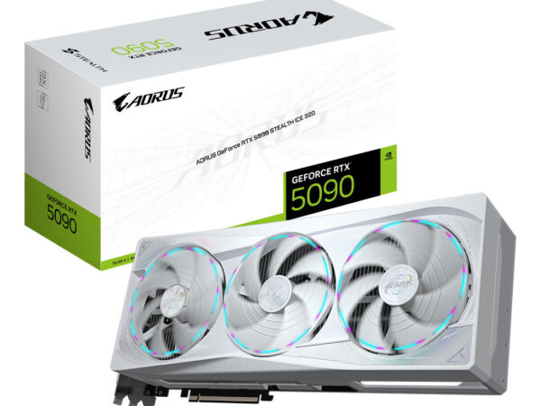 GIGABYTE AORUS GeForce RTX 5090 STEALTH ICE 32G Scheda Grafica - 32GB GDDR7, 512bit, PCI-E 5.0, 2655MHz Frequenza core, 3 x DP 2.1a, 1 x HDMI 2.1b, NVIDIA DLSS 4, GV-N5090AORUSST ICE-32GD