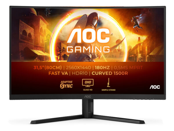 AOC G4 CQ32G4VE Monitor PC 81,3 cm (32") 2560 x 1440 Pixel Quad HD LCD Nero, Grigio