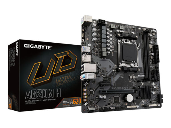 GIGABYTE A620M H Scheda madre - Supporta CPU AMD Ryzen 8000, VRM digitale 5+2+2 fasi, fino a 7200MHz DDR5 (OC), 1xPCIe 4.0 M.2, GbE LAN, USB 3.2 Gen 1