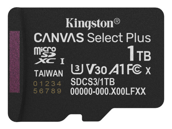 Kingston Technology 1TB micSDXC Canvas Select Plus Gen3 150R A1 (Adattatore SD non incluso)