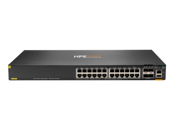 HPE Aruba Networking CX 6300F 24-port 1GbE Class 4 PoE and 4-port SFP56 Switch