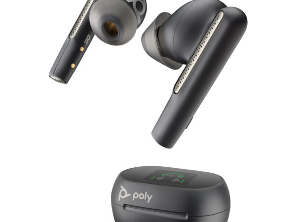 Poly Auricolari nerofumo Voyager Free 60+ UC M + Adattatore BT700 USB-A + Custodia per ricarica con touchscreen