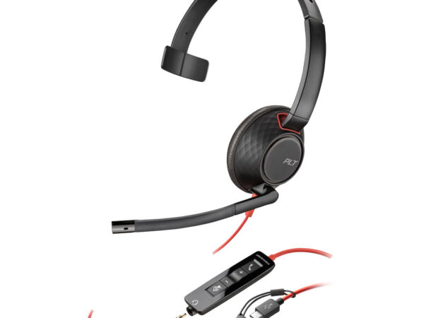 Poly Cuffie Blackwire 5210 monoaurali USB-C + spinotto da 3,5 mm + adattatore USB-C/A (sfuse)