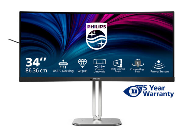 Philips 5000 series 34B2U5600C/00 Monitor PC 86,4 cm (34") 3440 x 1440 Pixel Dual QHD LCD Grigio