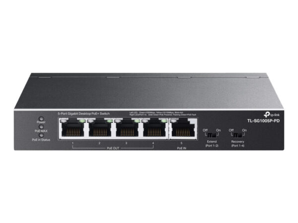 TP-Link TL-SG1005P-PD switch di rete Gigabit Ethernet (10/100/1000) Supporto Power over Ethernet (PoE) Nero