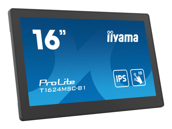 iiyama T1624MSC-B1 visualizzatore di messaggi Pannello piatto interattivo 39,6 cm (15.6") LCD 450 cd/m² Full HD Nero Touch screen 24/7